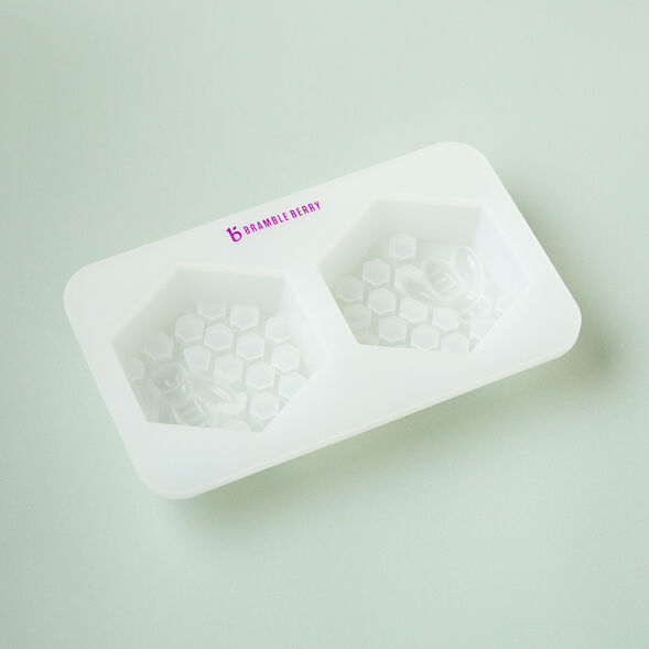 Close up of a 2 Cavity Honeycomb Silicone Mold for Soap Making